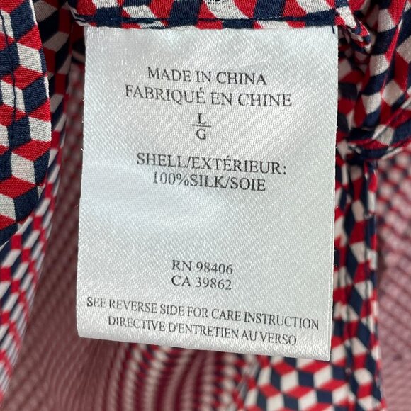 Theory Womens Large Geometric 100% Silk Long Sleeve Tunic Top Shirt - Picture 5 of 10